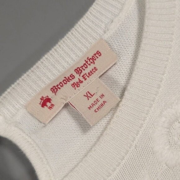 Brooks Brothers Red Fleece Women's Knit Sweater Ivory Embroidered Floral Size XL - Picture 3 of 9